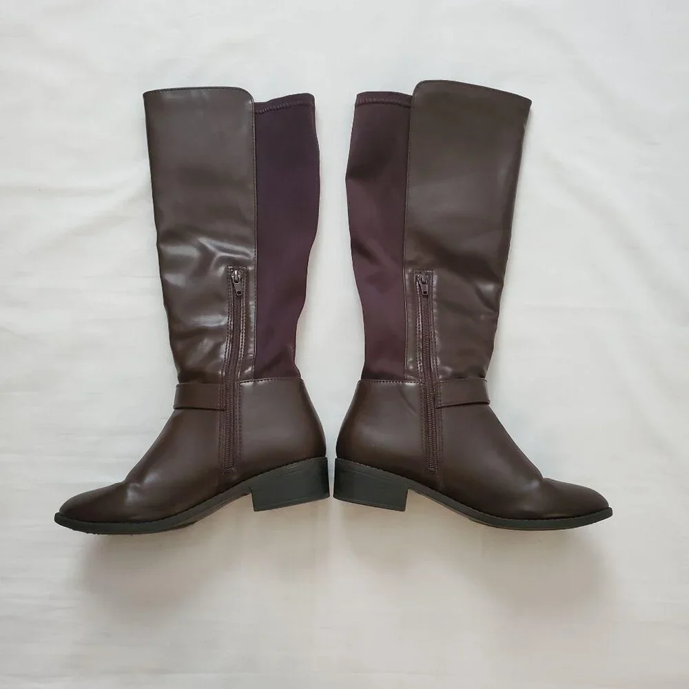 Rampage Women's Ram-Ivey Tall Riding Faux Leather Boots Dark Brown Size 6.5M - Picture 5 of 9